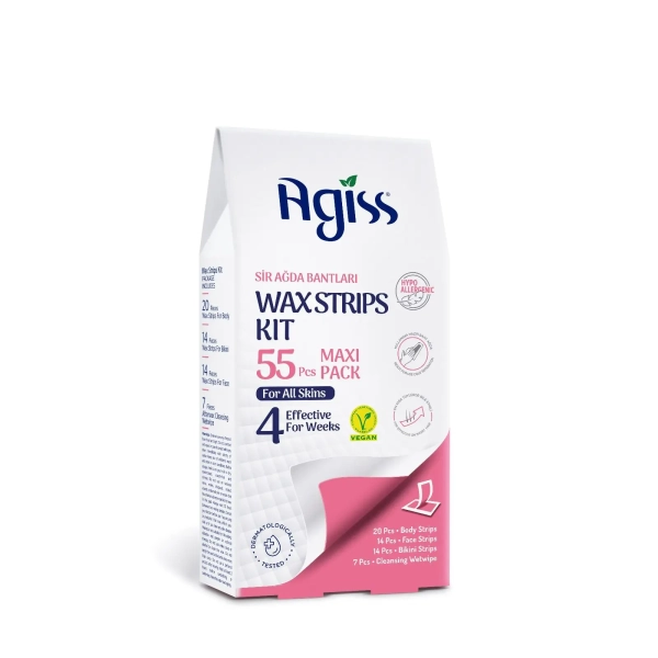 Agiss plastry do depilacji woskiem 55 sztuk maxi pack do ciała twarzy pach i bikini