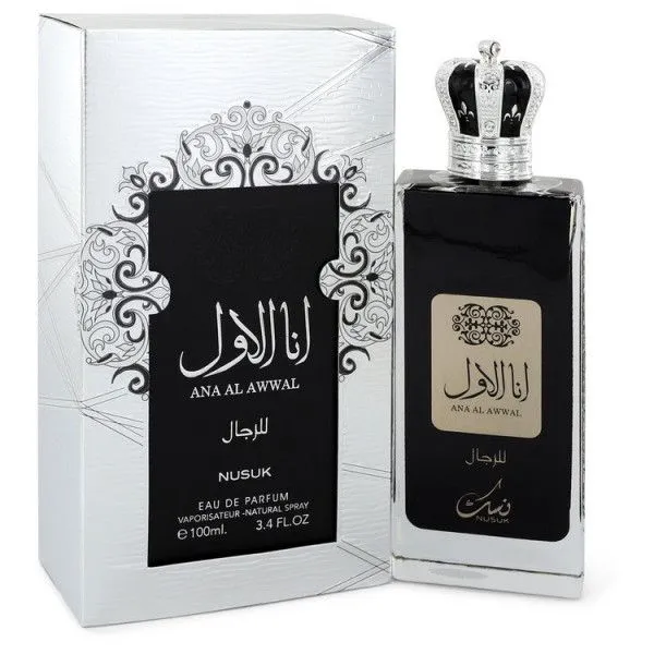 Nusuk Ana Al Awwal Men EDP 100 ml – męskie perfumy orientalno-drzewne, czarno-srebrny flakon