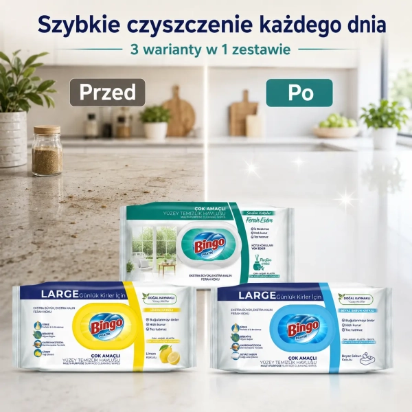 Warianty Bingo Pratik Ferah Evim Lemon i White Soap w zestawie