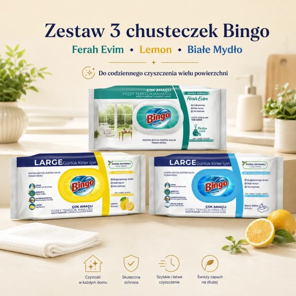 Bingo Pratik zestaw 288 chusteczek do kuchni łazienki szkła i mebli