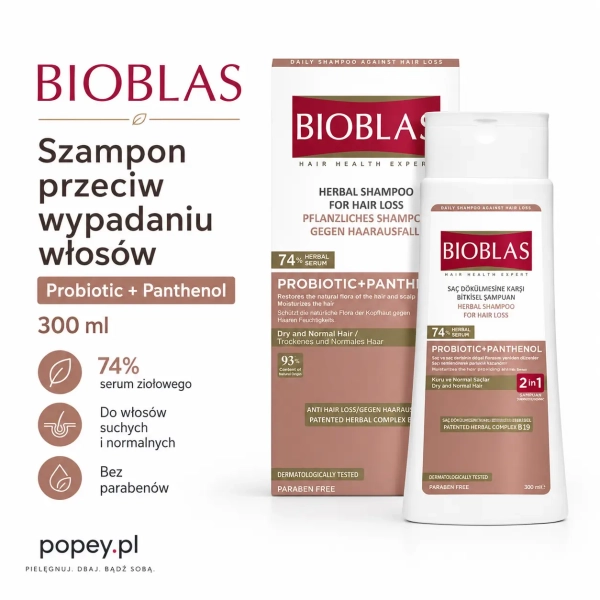 BIOBLAS Herbal Shampoo for Hair Loss Probiotic Panthenol 300 ml