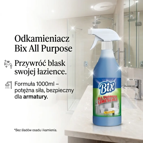 BIX All Purpose Limescale 1000 ml grafika social media na kamień i zacieki