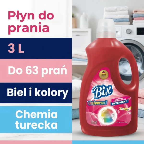 Bix Universal 3 L najważniejsze korzyści płynu do prania