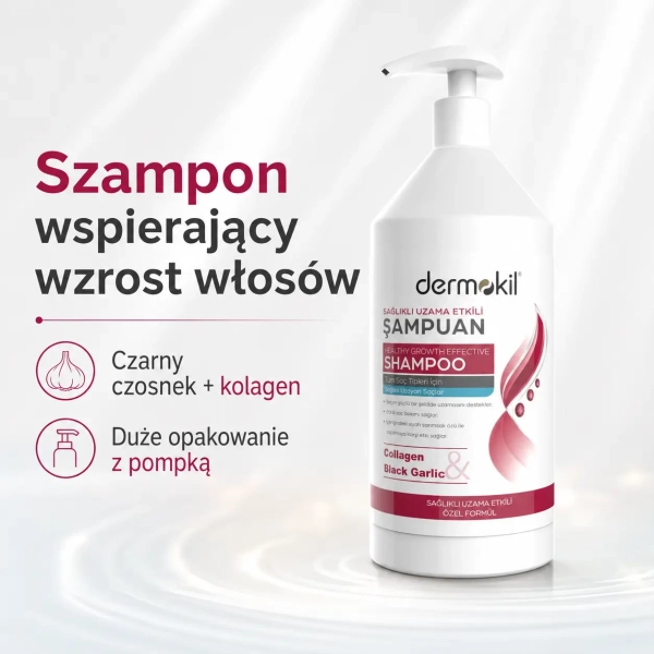 Dermokil szampon wspierający wzrost włosów z czarnym czosnkiem i kolagenem