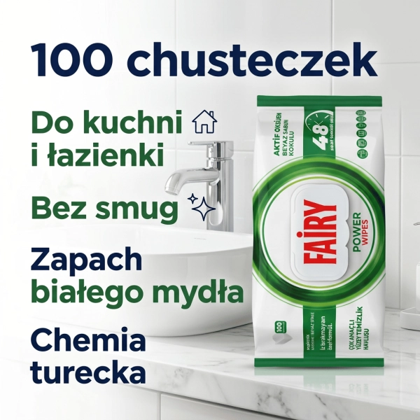 Fairy Power Wipes 100 szt najważniejsze korzyści