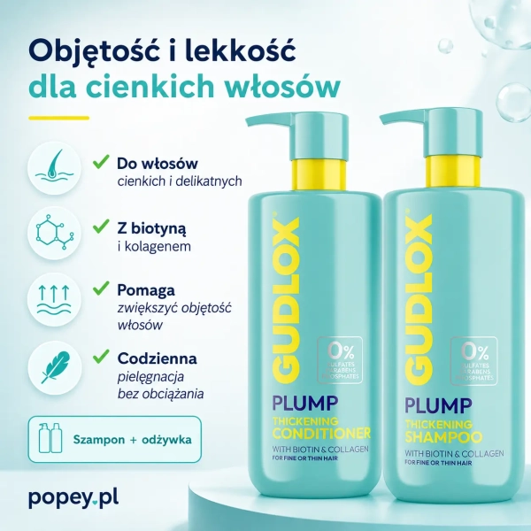 Zestaw GUDLOX Plump z biotyną i kolagenem bez siarczanów parabenów i fosforanów