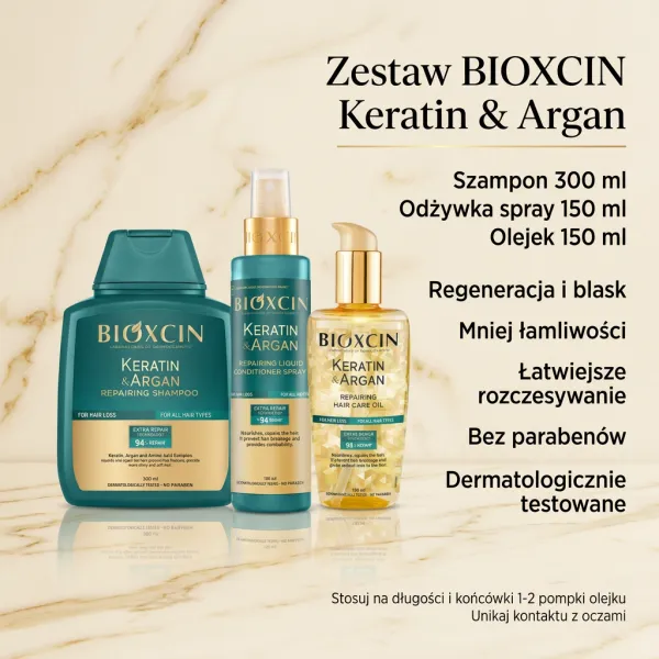 Zestaw BIOXCIN Keratin & Argan - regeneracja wlosow 3 produkty