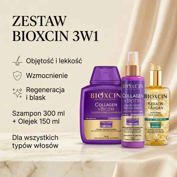 Zestaw Bioxcin 3w1 Objętość + Wzmocnienie + Regeneracja