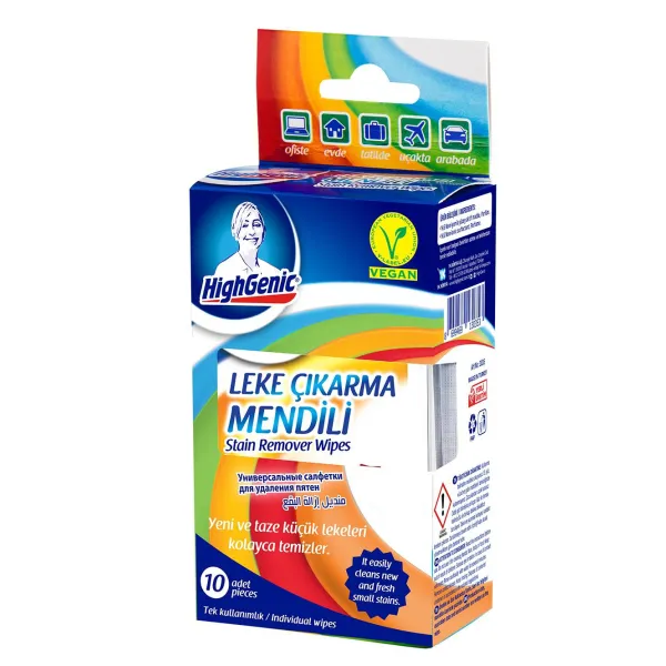 HighGenic Stain Remover Wipes – chusteczki odplamiające 10 szt., V-Label Vegan