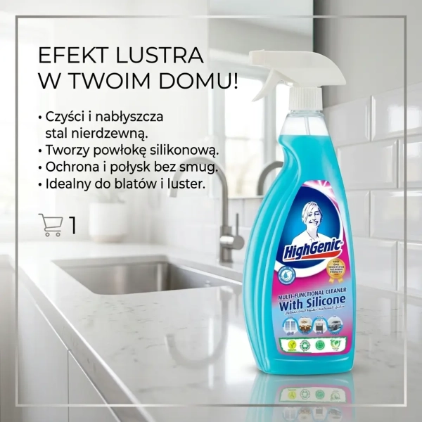 HighGenic Multi-Functional Cleaner z silikonem 750 ml grafika social media