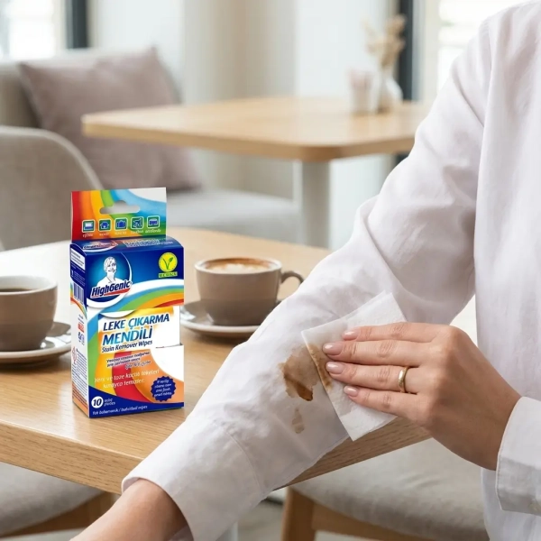 HighGenic Stain Remover Wipes 10 szt grafika informacyjna z zastosowaniem