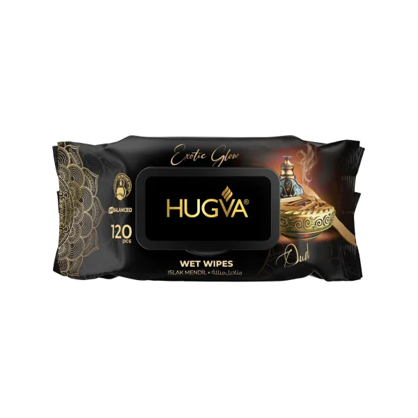 Chusteczki nawilżane HUGVA Exotic Glow 120 sztuk – orientalny zapach oud, luksusowe opakowanie