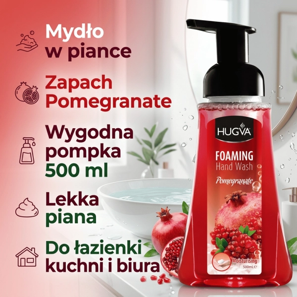 Hugva Foaming Hand Wash Pomegranate 500 ml najważniejsze korzyści