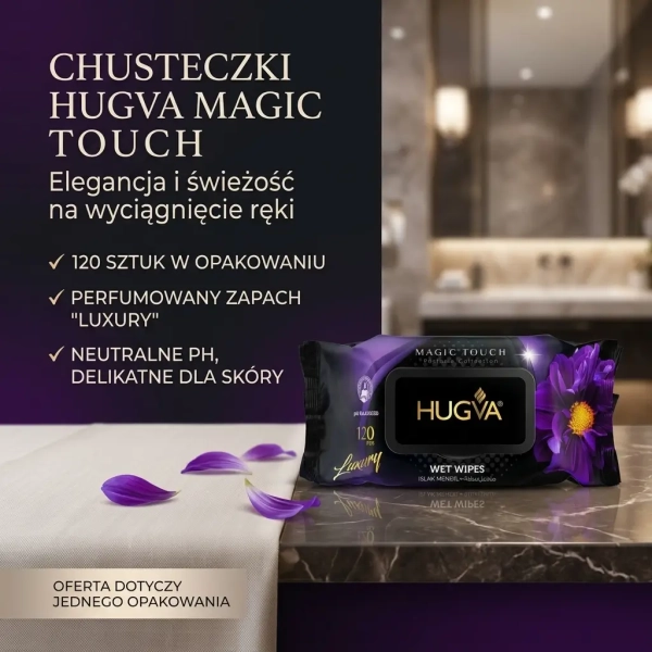 HUGVA Magic Touch 120 szt grafika social media chusteczki nawilżane luxury