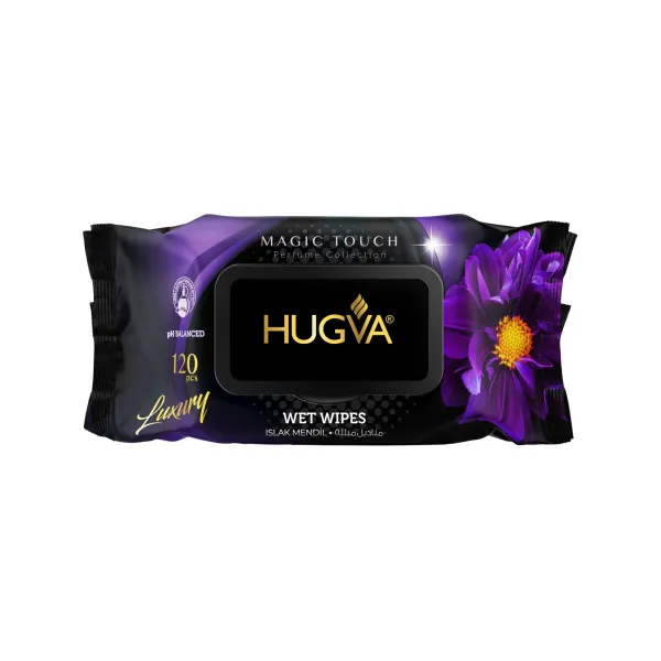 Chusteczki nawilżane HUGVA Magic Touch 120 sztuk – luksusowy zapach perfum i elegancki design
