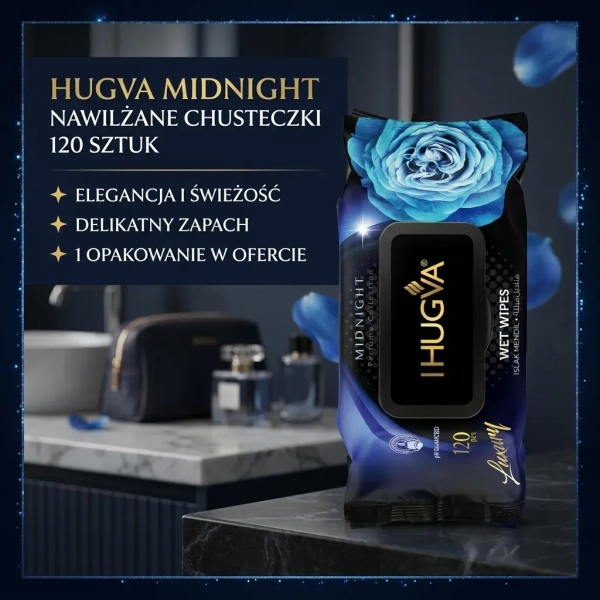 HUGVA Midnight 120 szt grafika social media chusteczki nawilżane luxury