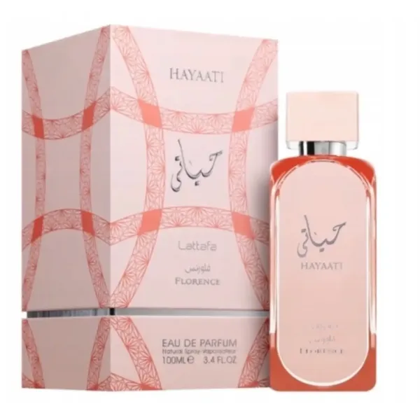 Perfumy damskie Lattafa Hayati Florence 100 ml – elegancki flakon w różowym kolorze