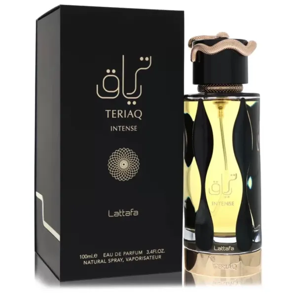 Perfumy Lattafa Teriaq Intense 100 ml – śliwkowy orientalny zapach unisex w czarno-złotym flakonie