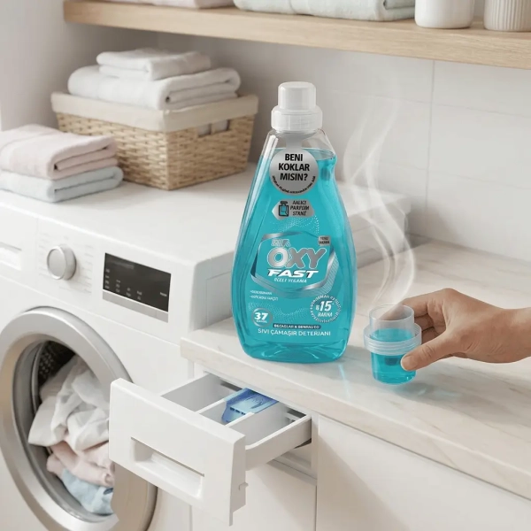 Pranie ubrań z płynem Mr Oxy Fast 1480 ml