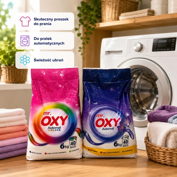 Mr. OXY zestaw proszków 12 kg do 80 prań Colors i Universal