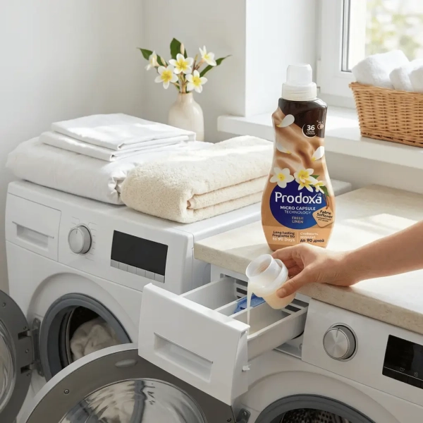Użycie płynu Prodoxa Fresh Linen do płukania tkanin