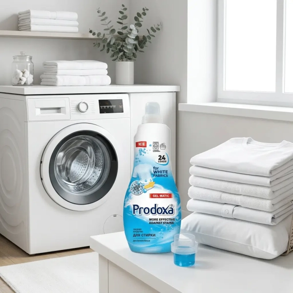 Użycie żelu Prodoxa Gel Matic White do prania białych ubrań