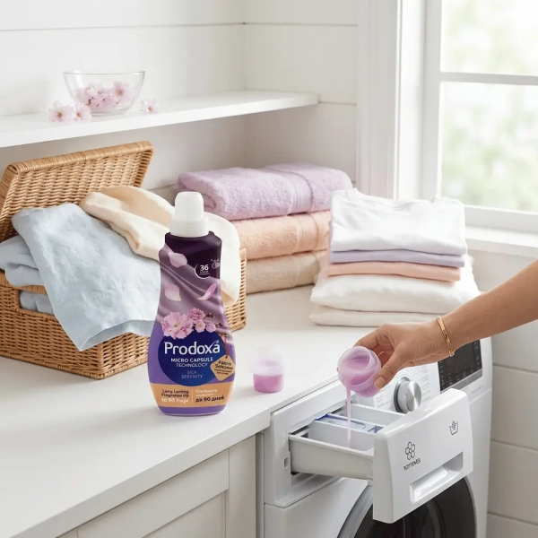 Użycie płynu Prodoxa Silk Serenity do płukania tkanin