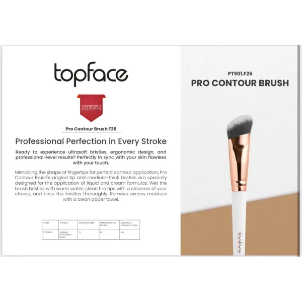 Topface Pro Contour Brush F26 – skośny pędzel do konturowania twarzy