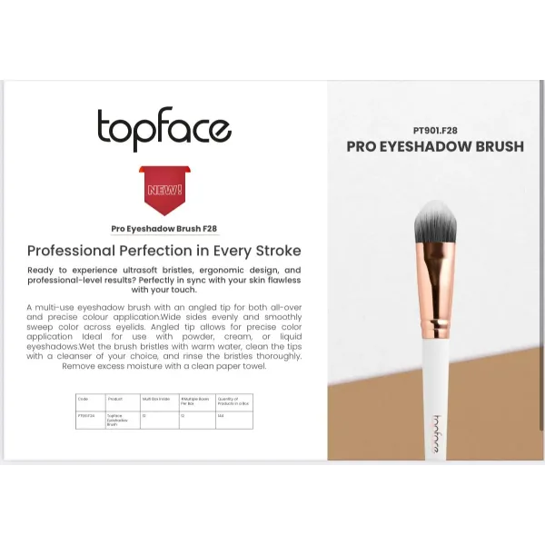 Topface Pro Eyeshadow Brush F28 – pędzel do cieni ze ściętą końcówką