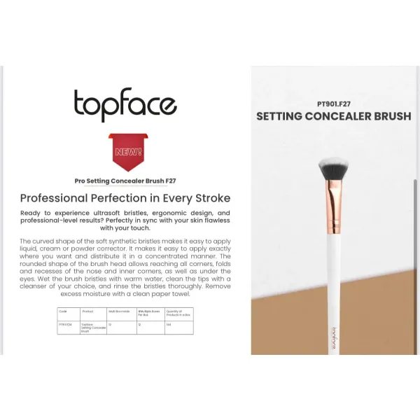 Topface F27 Setting Concealer Brush – pędzel do korektora z zakrzywioną główką