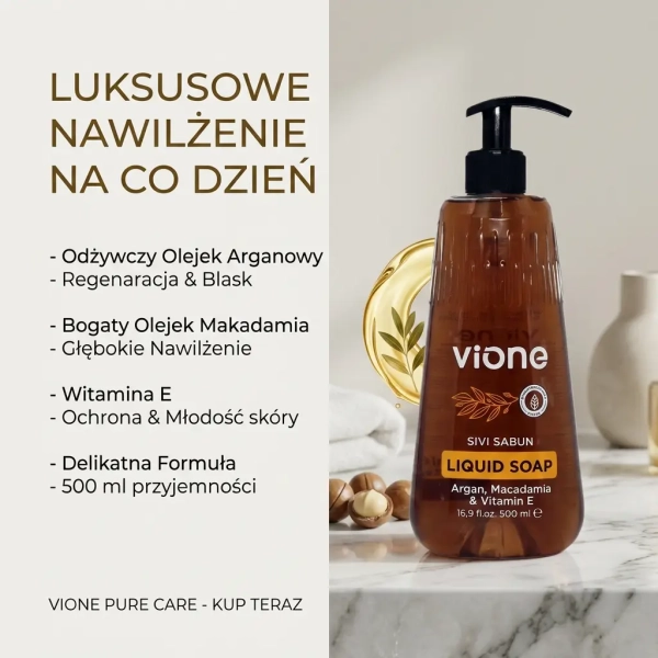 Vione Argan Macadamia Vitamin E 500 ml grafika social media