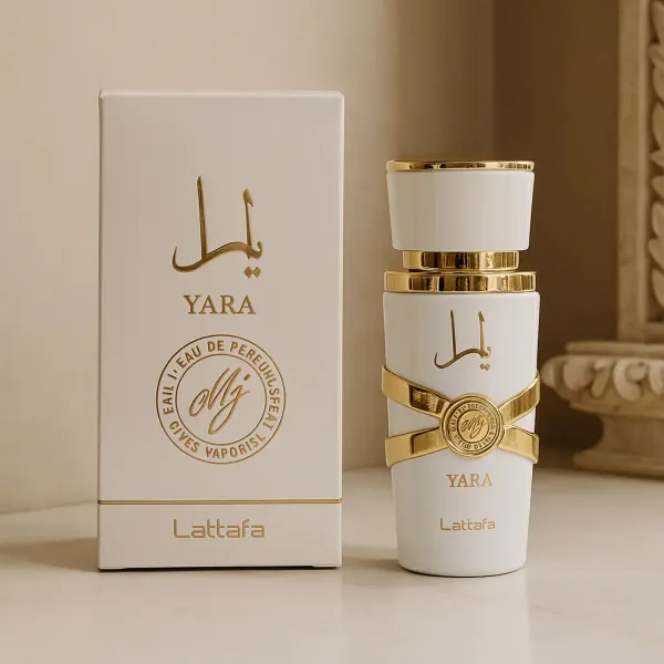 Lattafa Yara White EDP 100 ml – damskie perfumy kremowo-waniliowe, flakon white & gold z pudełkiem