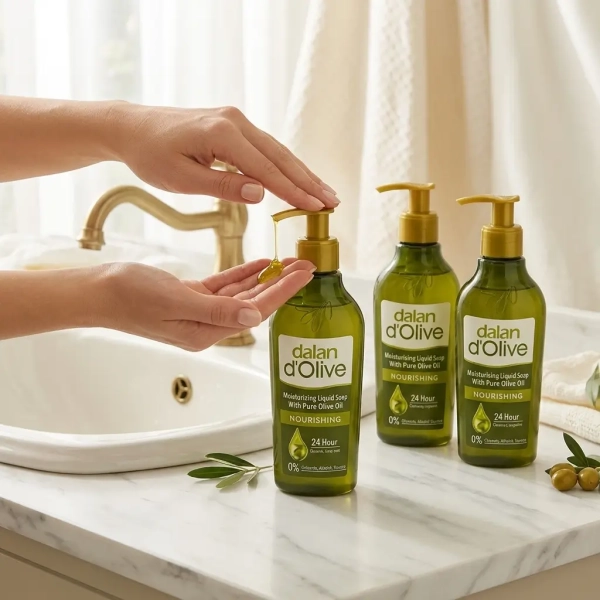 Zestaw 3x Dalan d’Olive 400 ml grafika informacyjna z oliwą z oliwek