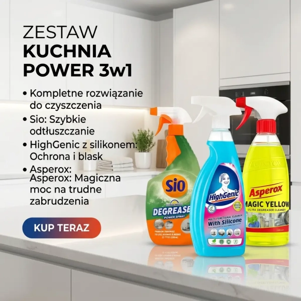 Zestaw Kuchnia POWER 3w1 grafika social media do tłuszczu i brudu