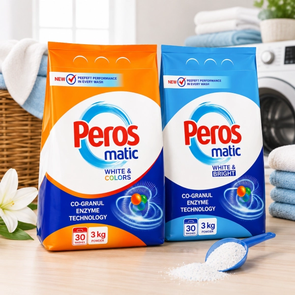 Zestaw Peros Matic 2 razy 3 kg proszek do prania White Bright i White Colors chemia turecka